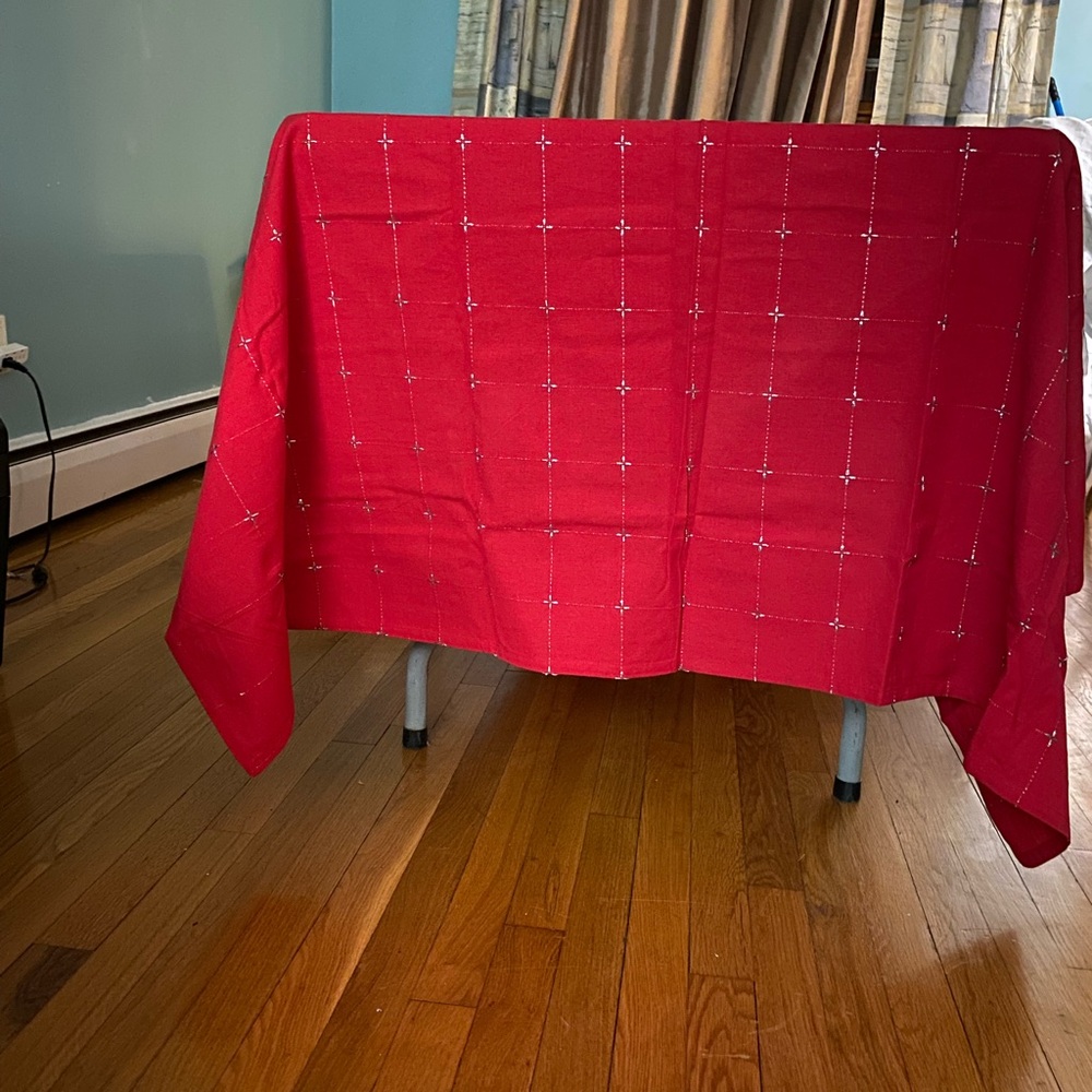 Red Tablecloth with Subtle Pattern